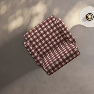 Fauteuil Vichy en coton et lin à texture naturelle