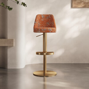 Tabouret de bar Brio réglable, en coton et lin tricotés