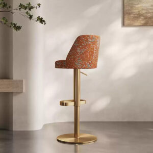 Tabouret de bar Brio réglable, en coton et lin tricotés