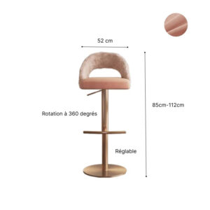 Tabouret de bar Pétale réglable, en coton et lin tricotés
