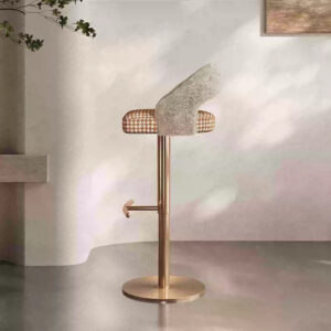 Tabouret de bar Nectar réglable, en coton et lin tricotés