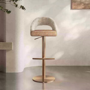 Tabouret de bar Nectar réglable, en coton et lin tricotés