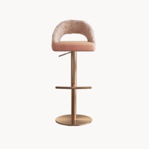 Tabouret de bar Pétale réglable, en coton et lin tricotés