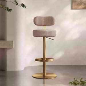 Tabouret de bar Solea réglable, en coton et lin tricotés
