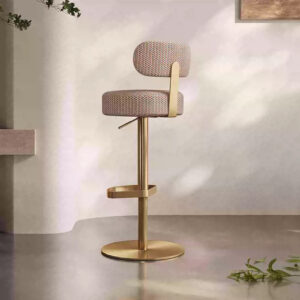 Tabouret de bar Solea réglable, en coton et lin tricotés