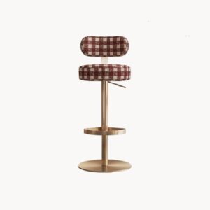 Tabouret de bar Chic Rétro réglable, en coton et lin tricotés