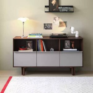 Buffet de salon en bois solide – Terre & Ciel , coloris gris