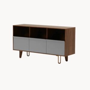 Buffet de salon en bois solide – Terre & Ciel , coloris gris