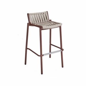 Ensemble de bar extérieur Solène – Table haute et 2 tabourets en corde tressée