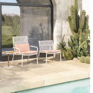 Ensemble fauteuil de détente Léa avec repose-pieds, en corde tressée
